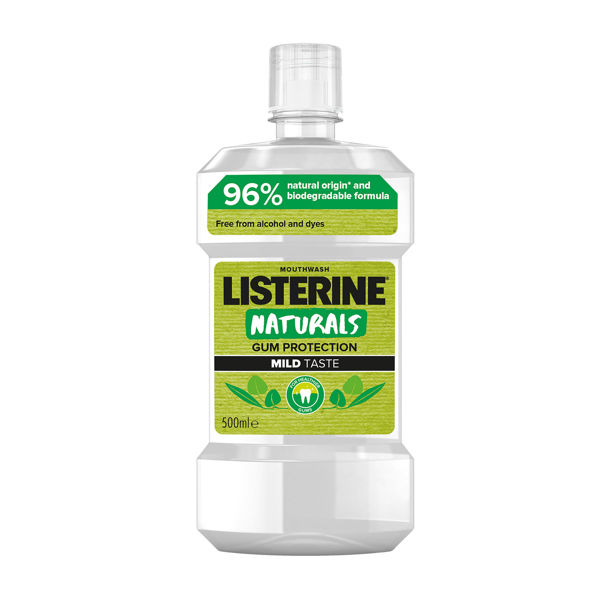 Ополіскувач для порожнини рота Listerine Naturals з ефірними оліями, м'який м'ятний смак, 500 мл